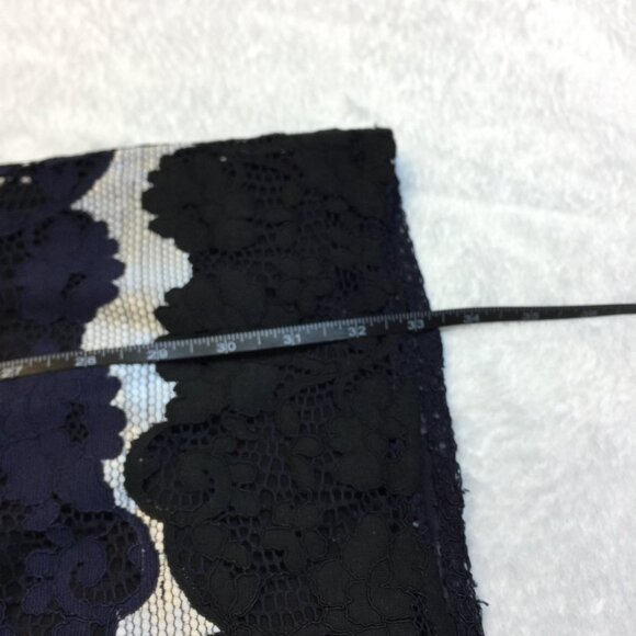 New! Stage of Playlord Dress Sz 1 US 6/S Womans Navy Black Lace 3/4 Bell Sleeve - Picture 10 of 14